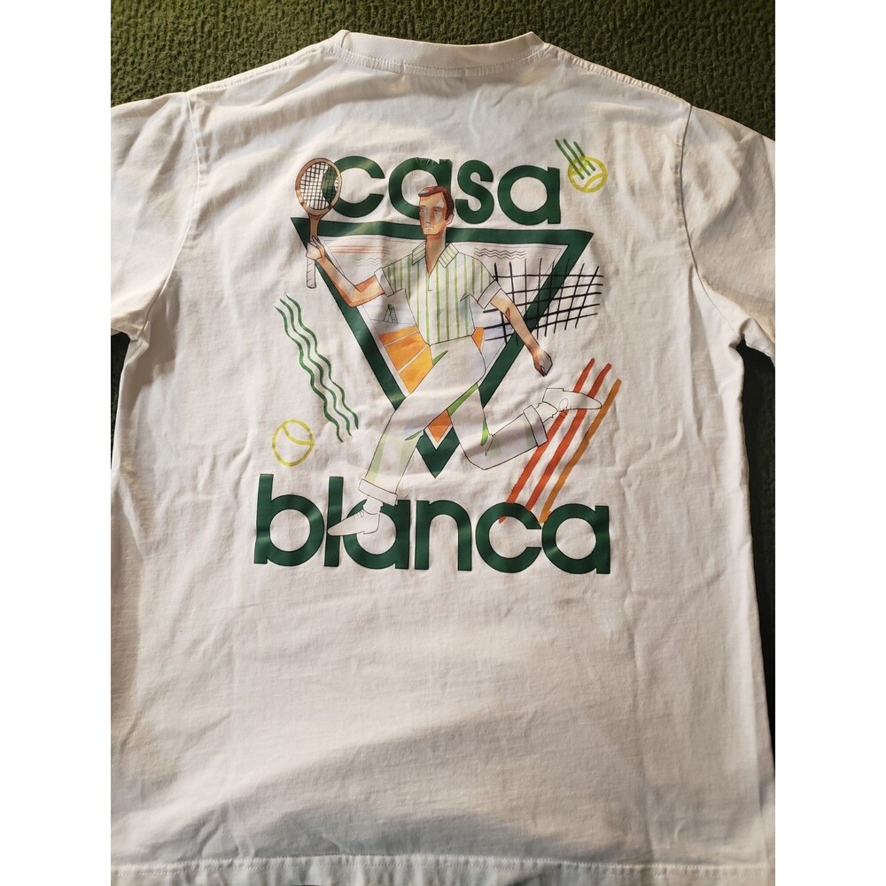 Casablanca Tennis Club Mens White Graphic Jersey T Shirt Equipement Sportif L